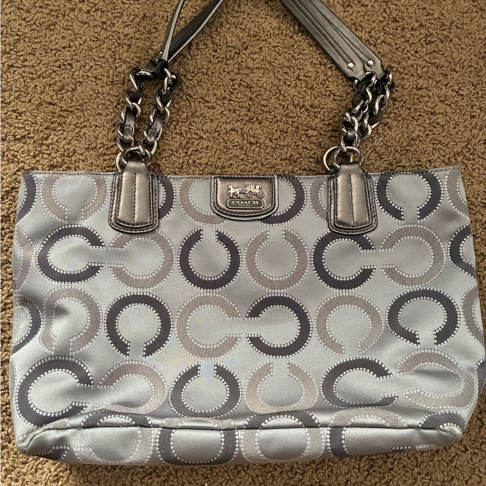 Coach Metallic Silver and Gray Shoulder Bag